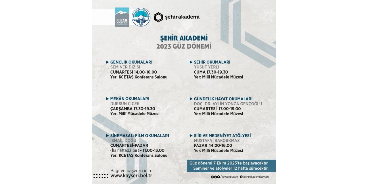 BÜSAM Şehir Akademi Güz Dönemi Kayıtları Başladı