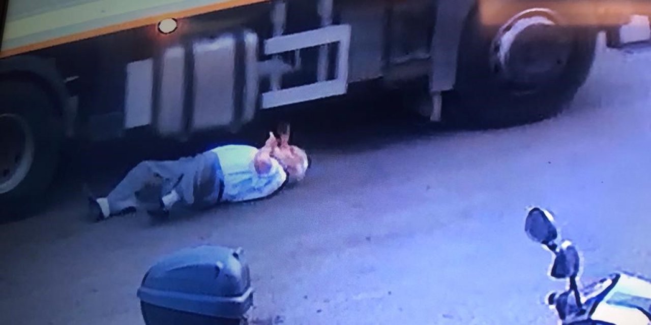 Çöp kamyonunun üzerinden geçip sürüklediği yaşlı adam ağır yaralandı