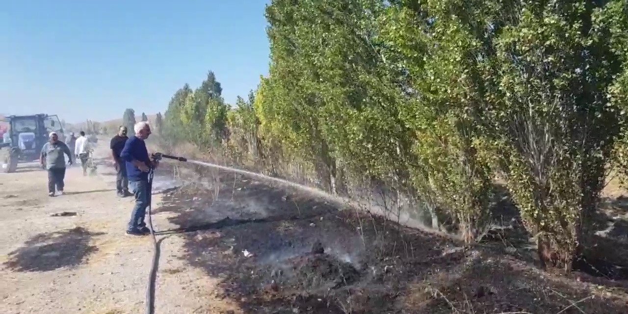 Alaca’da anız yangını