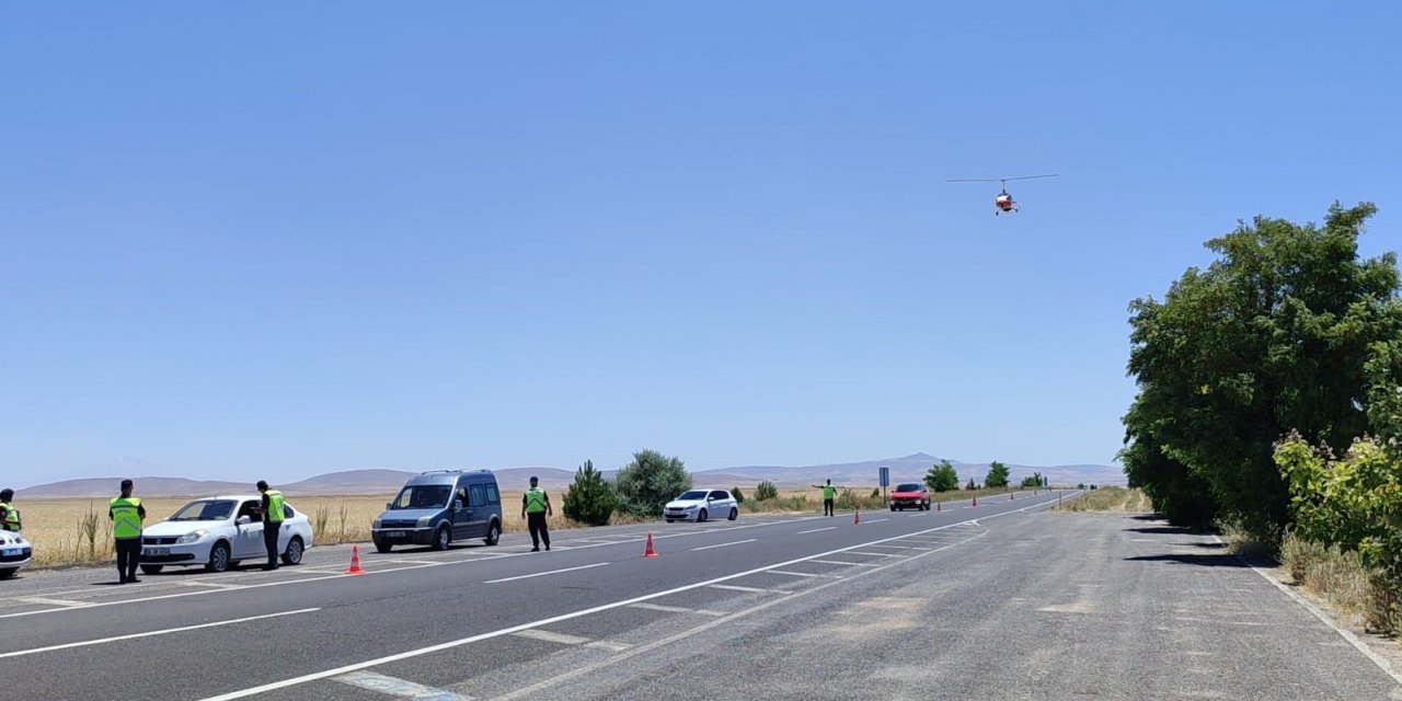 Nevşehir’de sürücüler havadan denetlendi