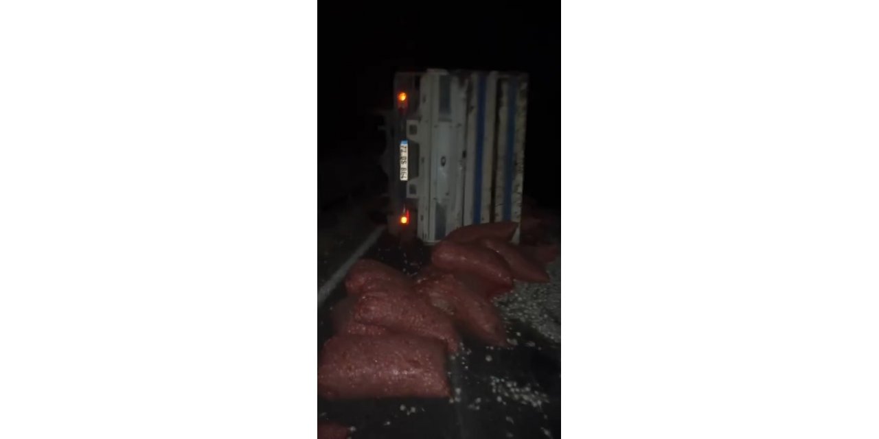 Diyarbakır’da soğan yüklü tır devrildi: 1 yaralı