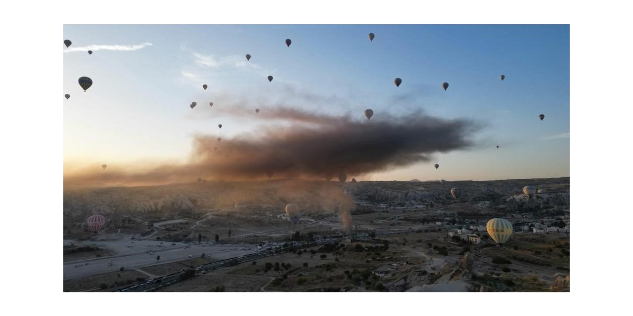 Nevşehir’de depoda yangın: Dumanlar sıcak hava balonları ile havaya yükseldi