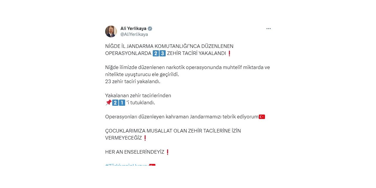 Niğde’de 23 zehir taciri yakalandı