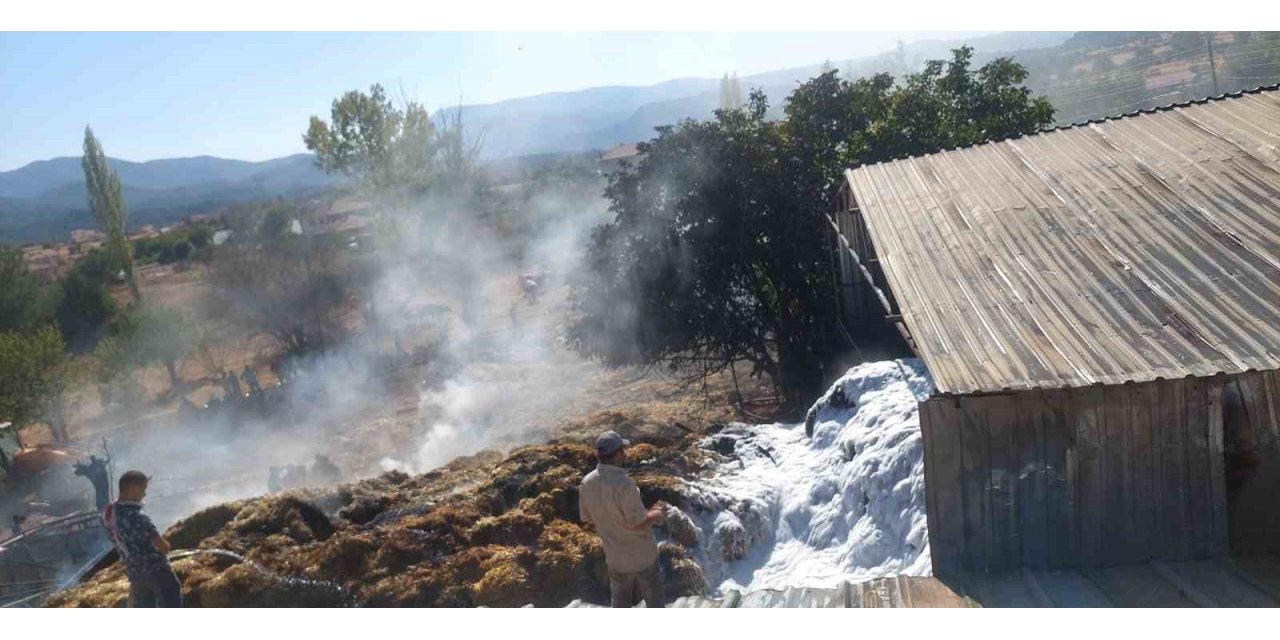 Bolu’da samanlık alev alev yandı