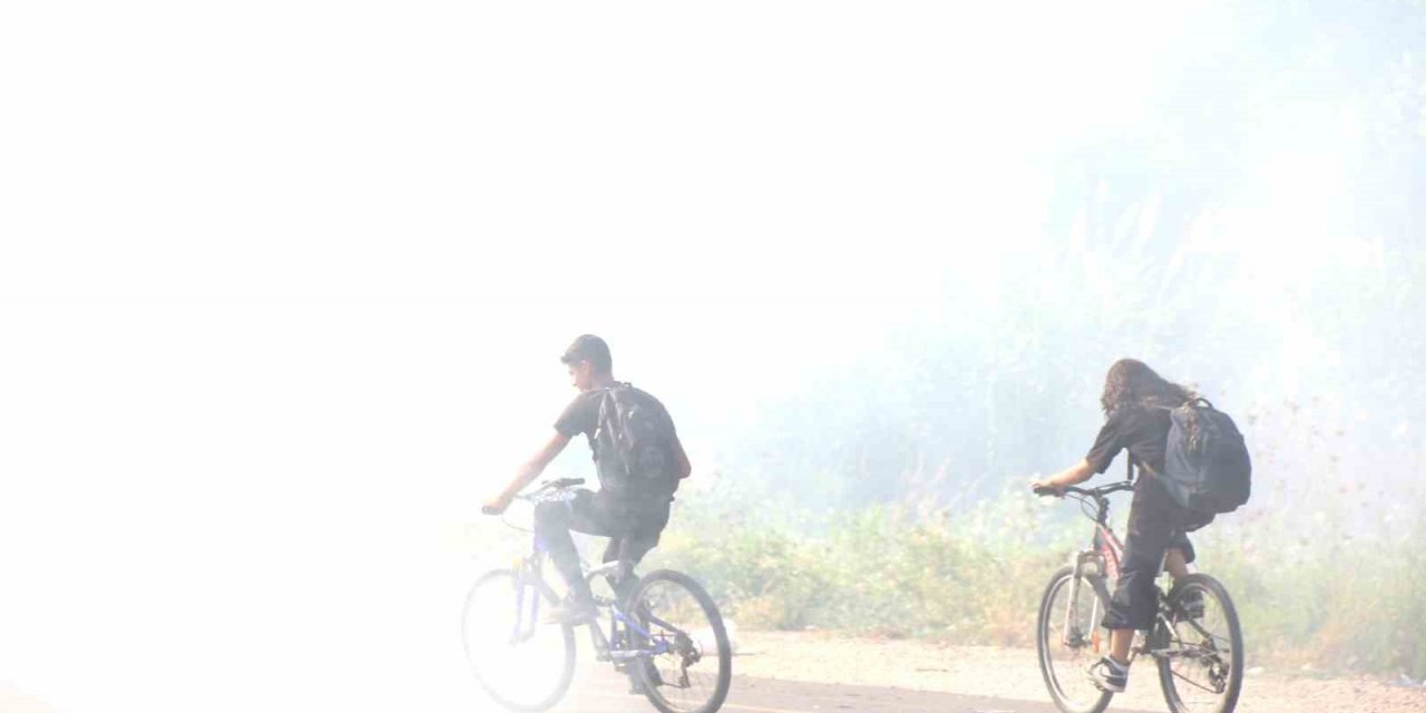 Çöplük yangını kuru otlara sıçradı, sürücüler zor anlar yaşadı