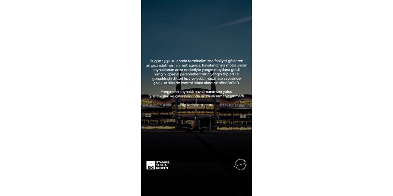 Sabiha Gökçen Havalimanı’ndaki duman hakkında ISG’den açıklama