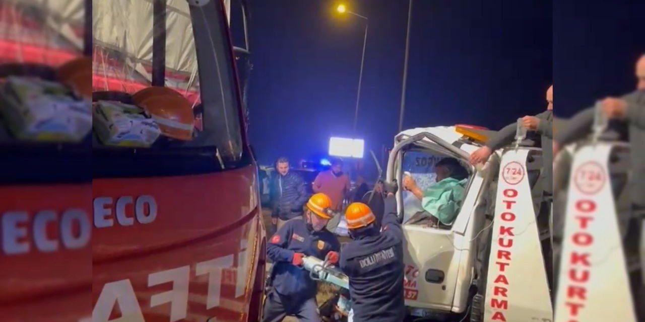 Oto kurtarıcı kamyona çarptı: 1 yaralı