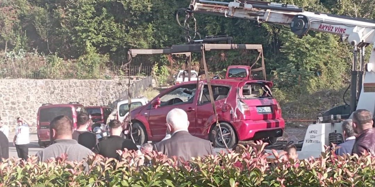 Takla atan araçtan yara almadan kurtuldu