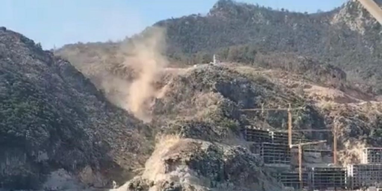 Marmaris Kızılbük mevkiinde oluşan toz bulutu şaşırttı