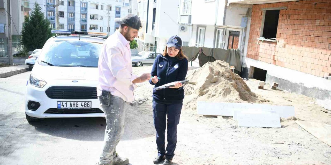 Zabıta ekiplerden inşaatlarda kum denetimi