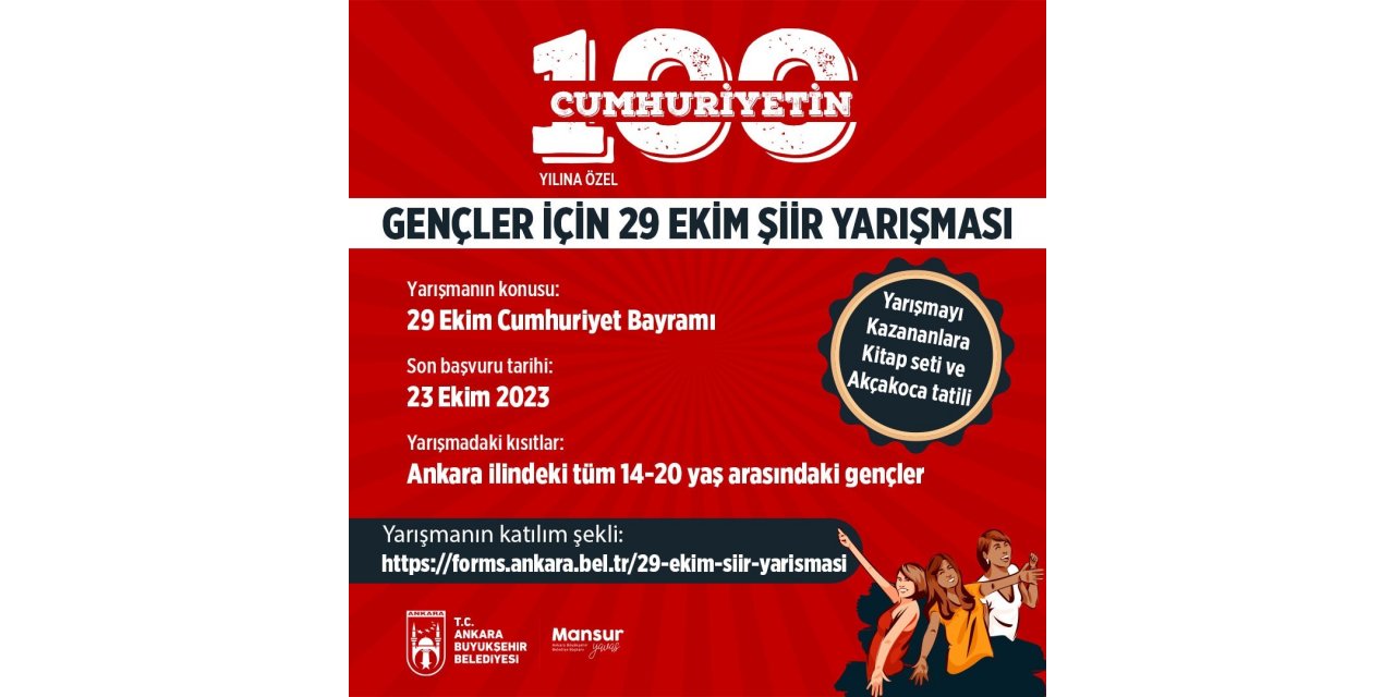 Ankara Büyükşehir Belediyesi’nden Cumhuriyetin 100. yılına özel şiir yarışması