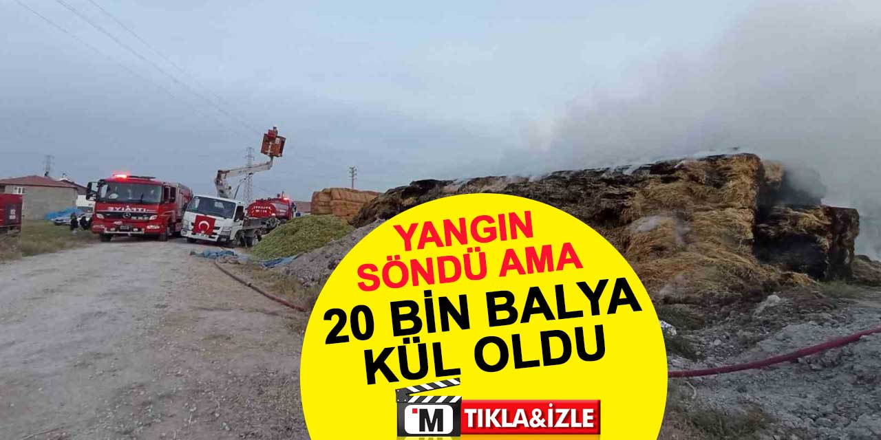 Elektrik telleri koptu, 20 bin balya kül oldu