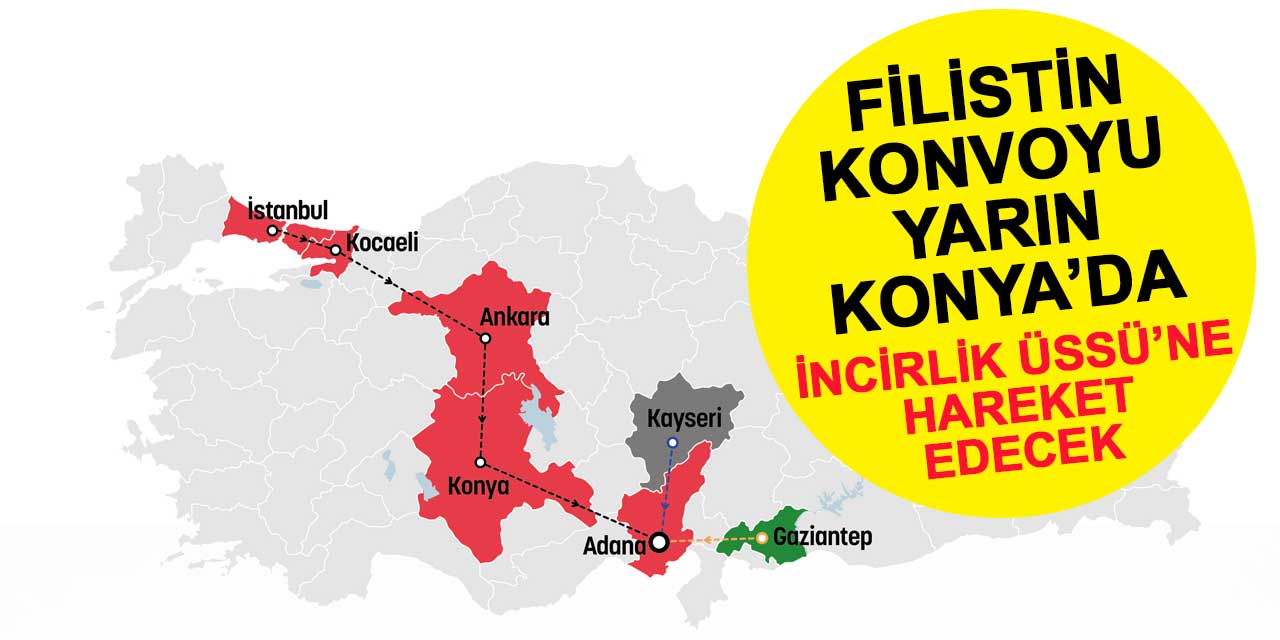 Filistin özgürlük konvoyu yarın Konya'da olacak