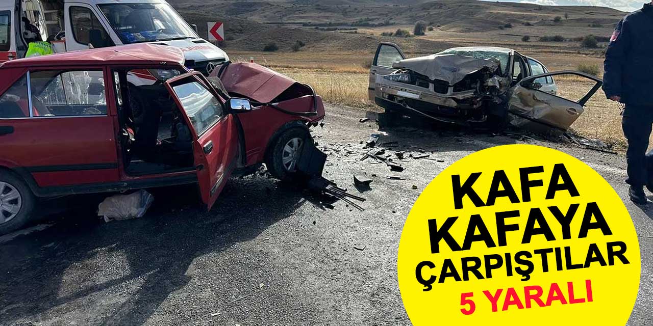 Konya'da 2 otomobil kafa kafaya çarpıştı: 5 yaralı