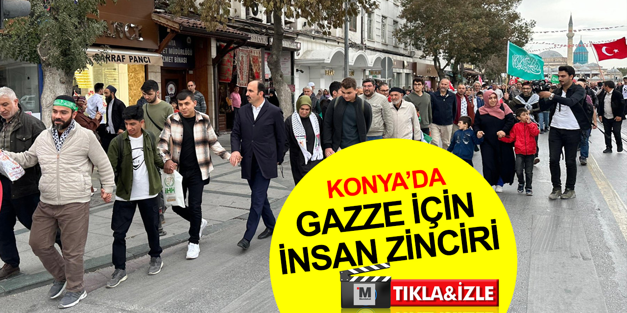 Konya’da İsrail'in Gazze katliamına karşı insan zinciri! 'Boykot' vurgusu yapıldı
