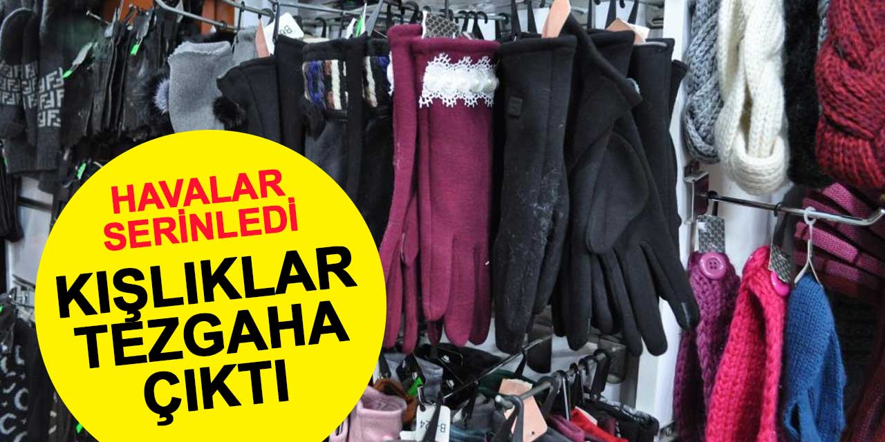 Soğuk havaların etkisiyle Konya'da kışlık aksesuar satışları başladı