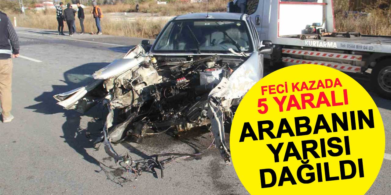 Kontrolden çıktı, karşı şeritteki otomobile çarptı: 5 yaralı