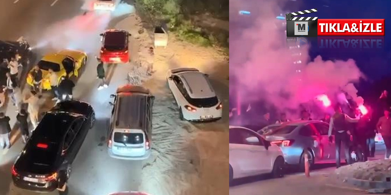 Yolu kapatıp lastik yakan ve havaya ateş eden düğün konvoyları kameralarda