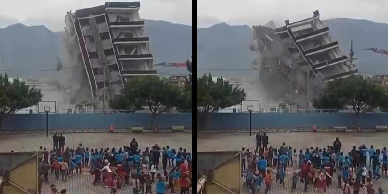 Okulda panik anları: Yıkılan bina öğrencileri korkuttu