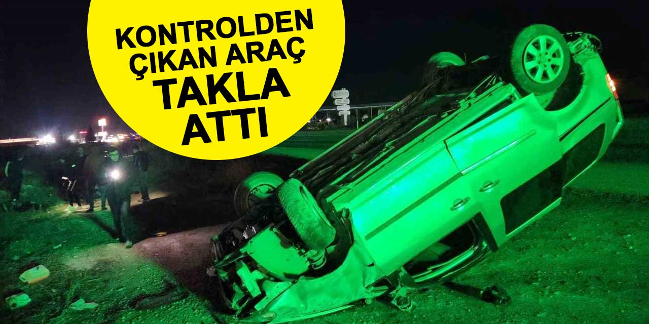 Karapınar-Konya yolunda kontrolden çıkan araç takla attı: 2 yaralı