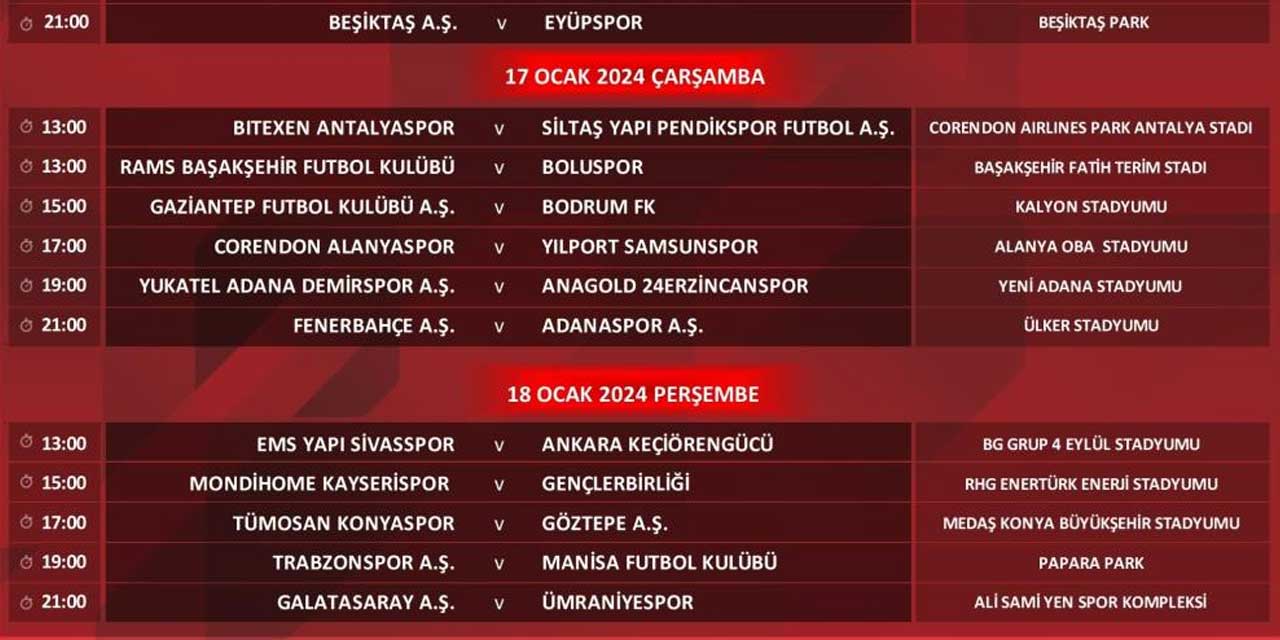 Ziraat 5. tur programı belli oldu! Konyaspor perşembe günü oynayacak