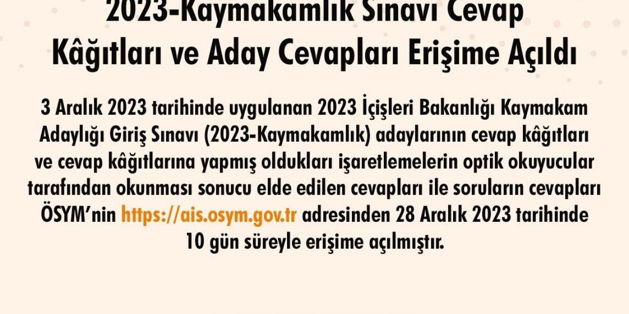 Kaymakamlık sınavı sonuçları açıklandı