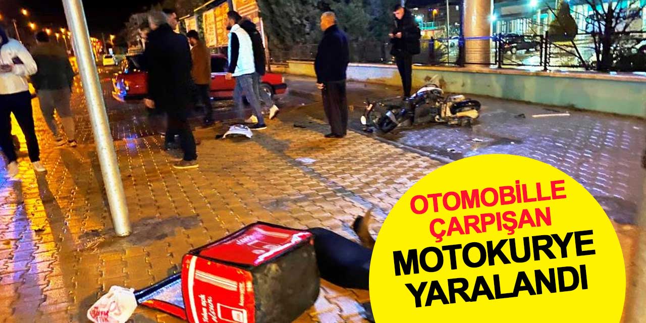 Otomobille çarpışan motokurye yaralandı