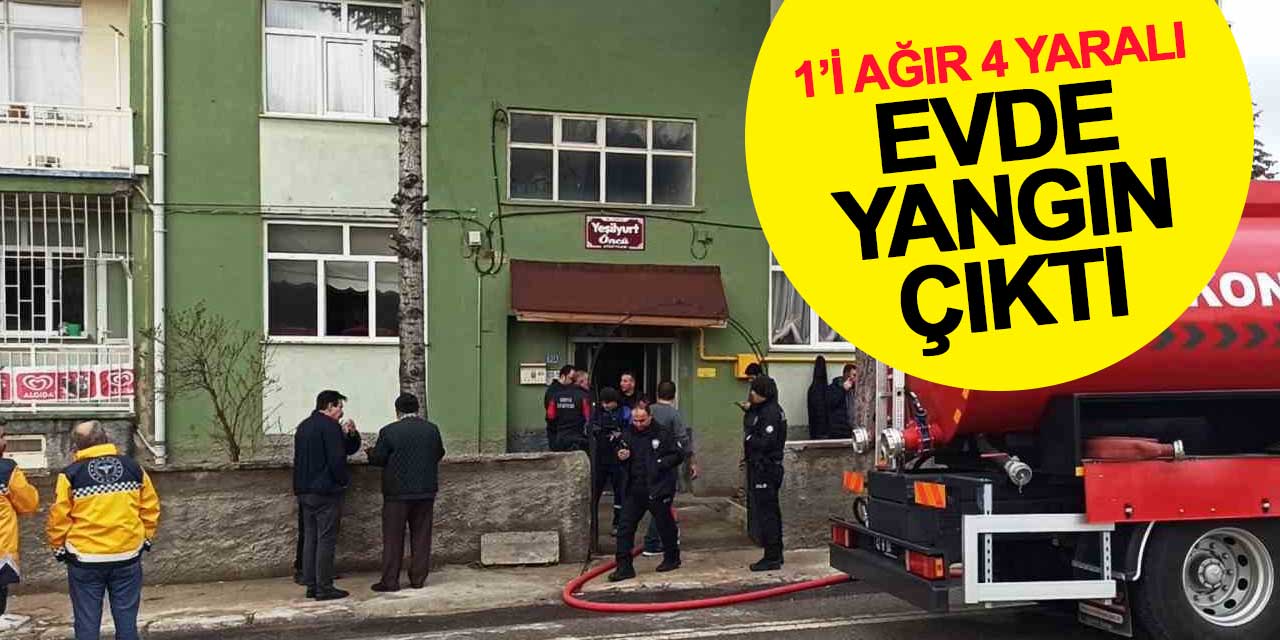 Evde çıkan yangında 1'i ağır 4 kişi yaralandı