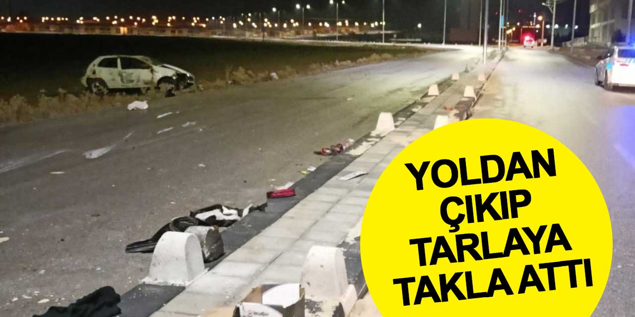 Yoldan çıkarak takla atan otomobilin sürücüsü yaralandı