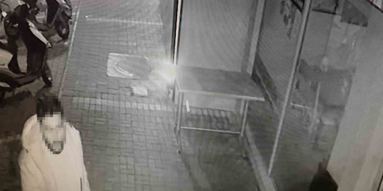 Türk bayrağını kesen şahıs kameraya yakalandı