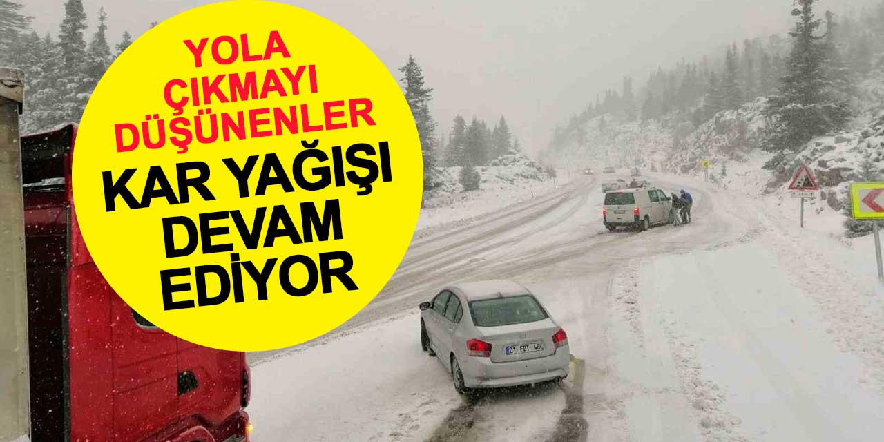 Akseki-Seydişehir kara yolunda kar yağışı devam ediyor