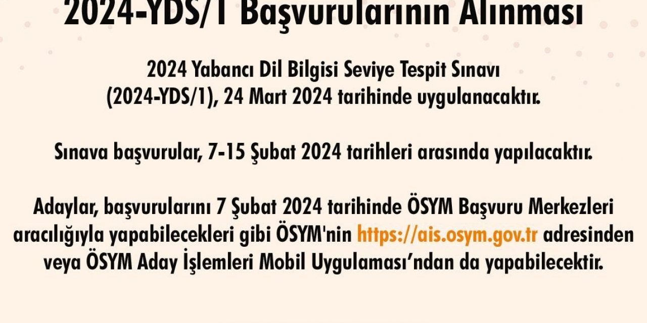 2024-YDS/1 Başvuruları Başladı