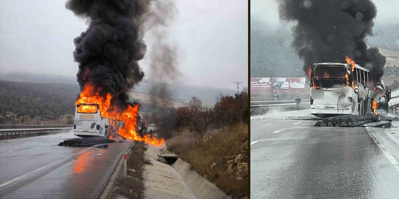 Kamyona Çarpan Otobüs Alev Alev Yandı: 2 Ölü, 5 Yaralı