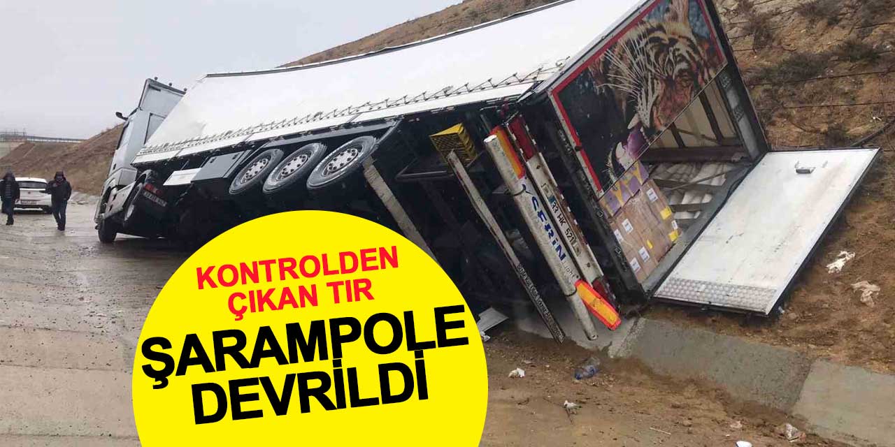 Kontrolden çıkan tır şarampole devrildi: 1 yaralı