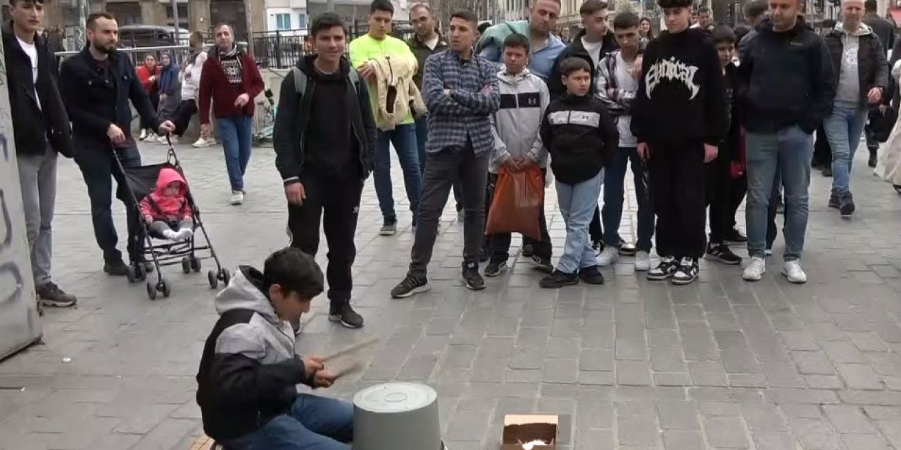 Yoğurt kovasıyla bateri çaldı