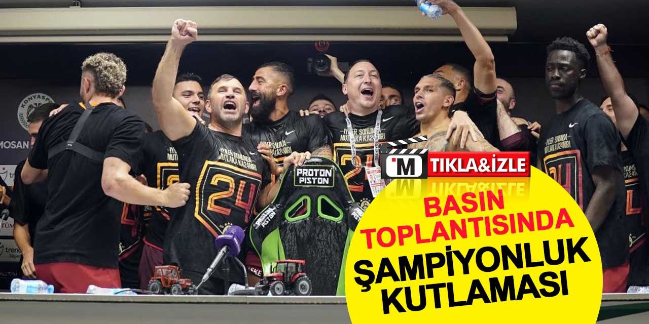 Basın toplantısında şampiyonluk kutlaması