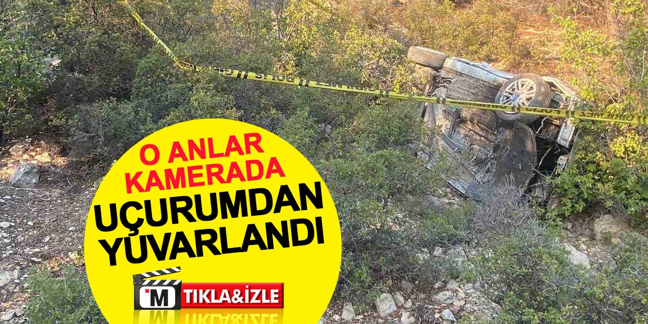 Hafif ticari araç uçurumdan böyle yuvarlandı