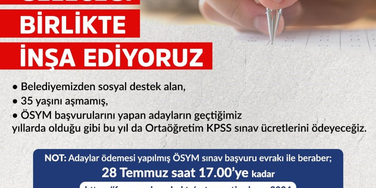 Ankara Büyükşehir, KPSS Ortaöğretim Sınavı’na gireceklerin ücretlerini karşılayacak
