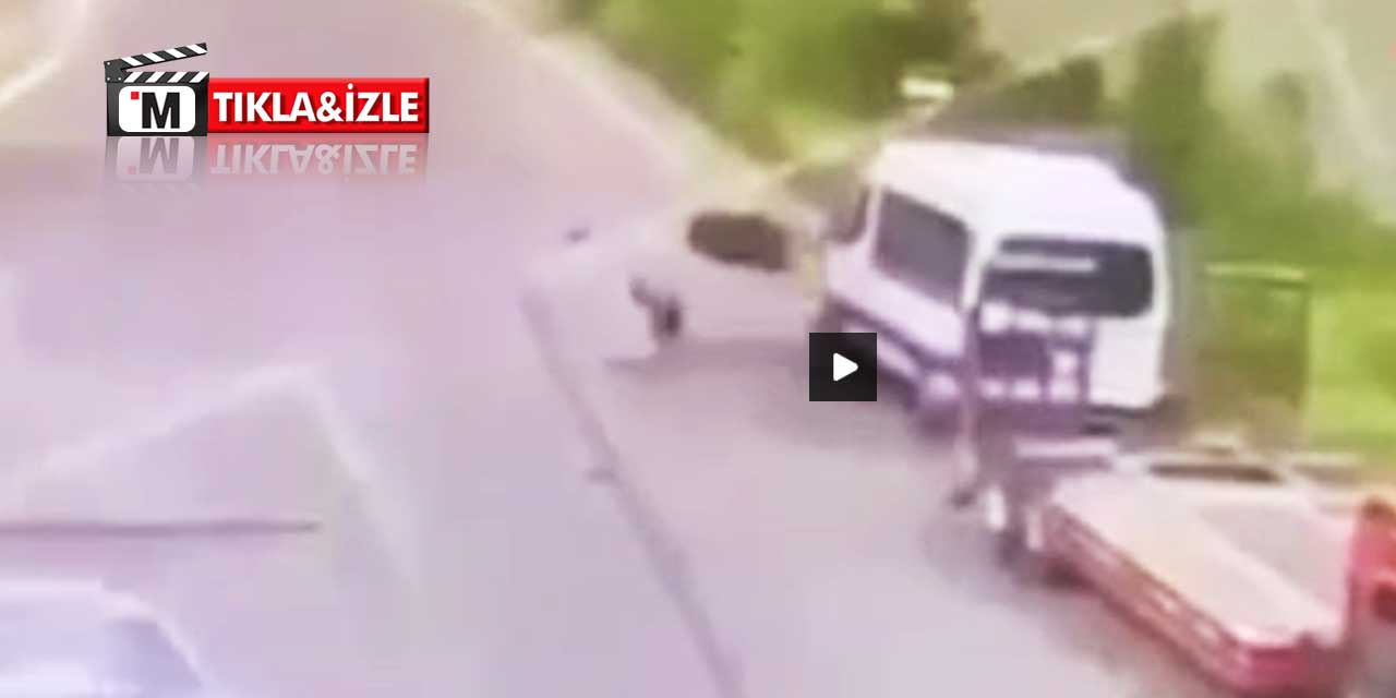 Tırdan fırlayan tekerin genç kıza çarptığı an güvenlik kamerasında