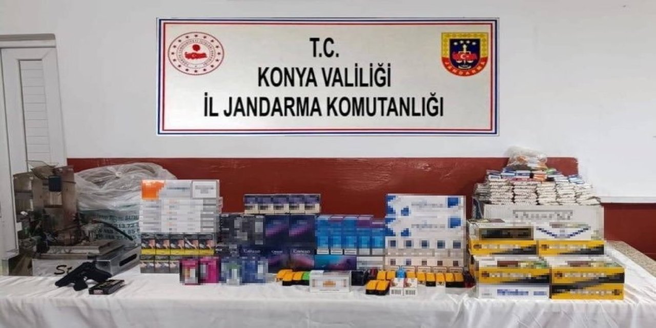Konya'nın ilçelerinde jandarmadan kaçak tütün ve sigara operasyonu