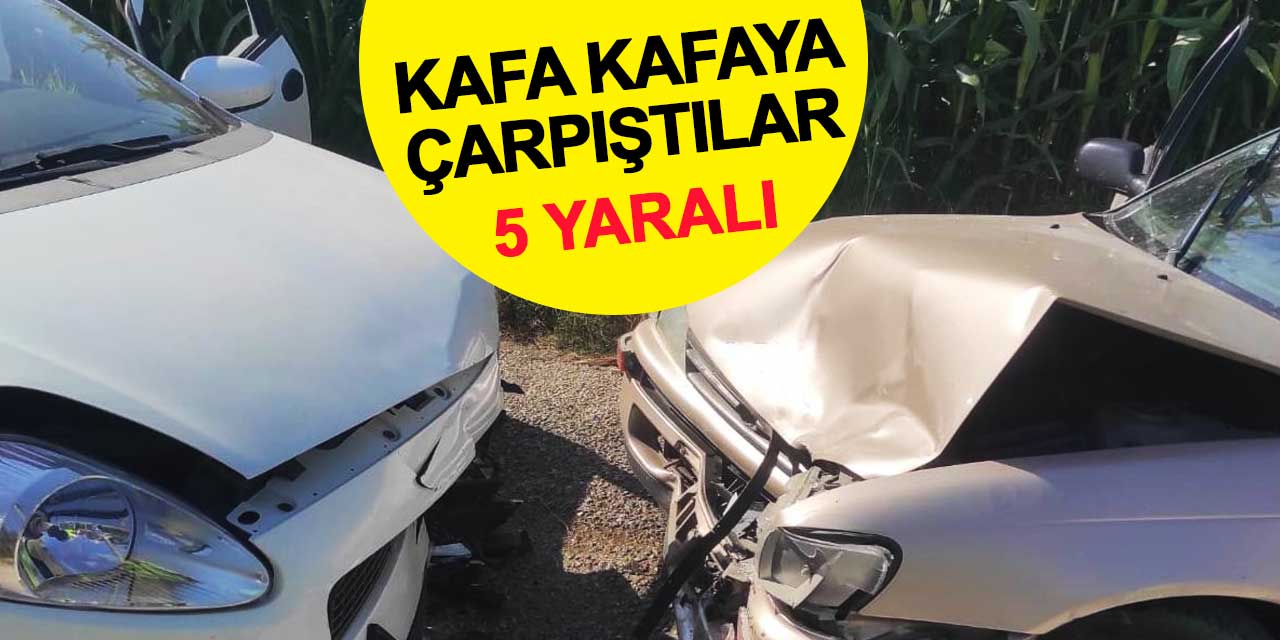 Ereğli'de kafa kafaya çarpışan otomobillerdeki 5 kişi yaralandı