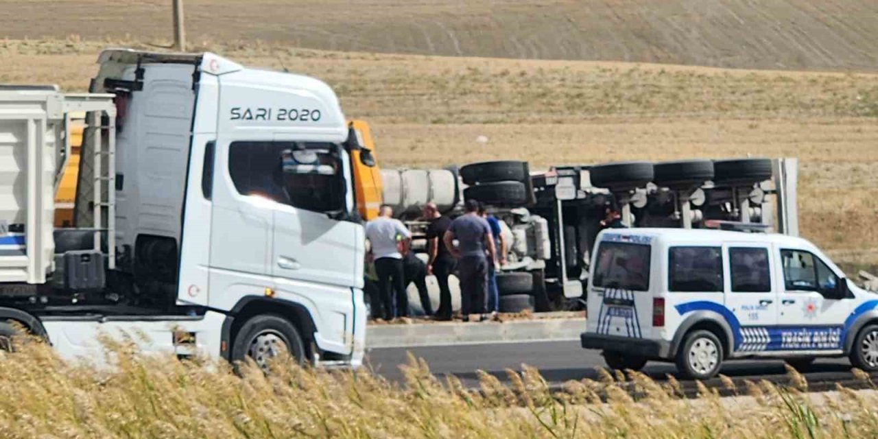 Haymana’da kuzu yüklü tır devrildi, hayvanlar telef oldu