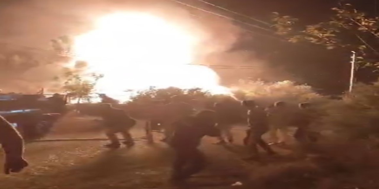 Yangın anında meydana gelen patlama kamerada