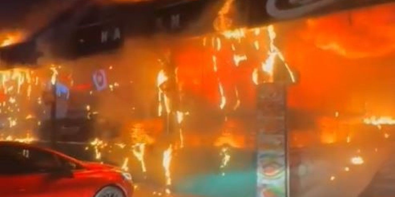 1 kişinin öldüğü, 17 kişinin de yaralandığı restoran yangınına ait görüntüler dehşete düşürdü