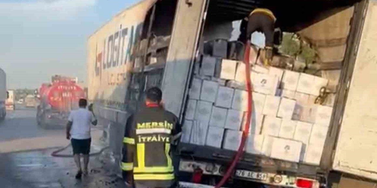 Kaju tırında yangın
