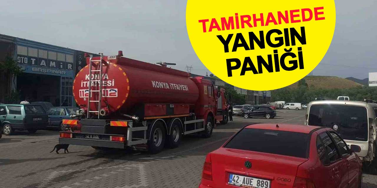 Oto tamirhanesinde yangın paniği