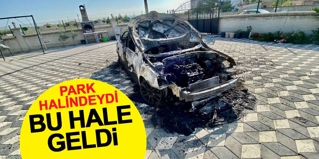 Kulu’da park halindeki otomobil gece yarısı alev alev yandı
