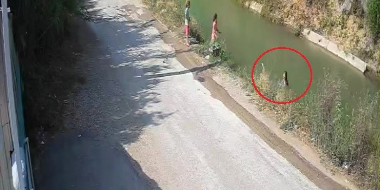 8 yaşındaki Dunya'nın sulama kanalına düştüğü an kamerada