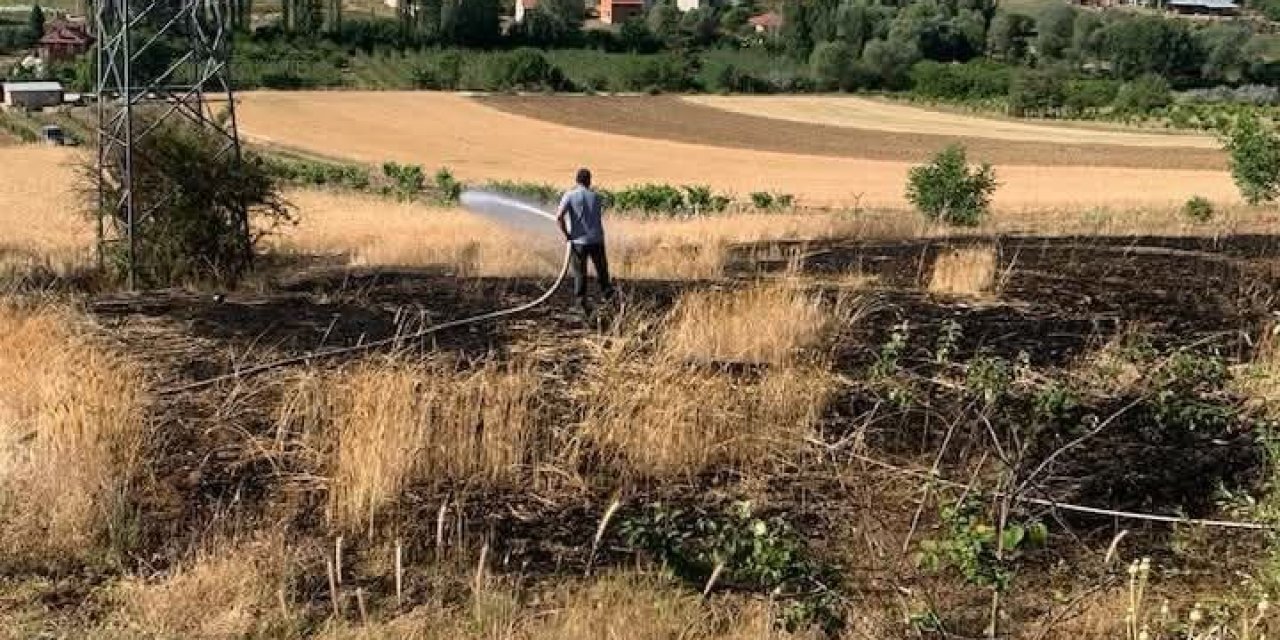 Elektrik Hattından Çıkan Yangın Köylülerin Müdahalesiyle Söndürüldü
