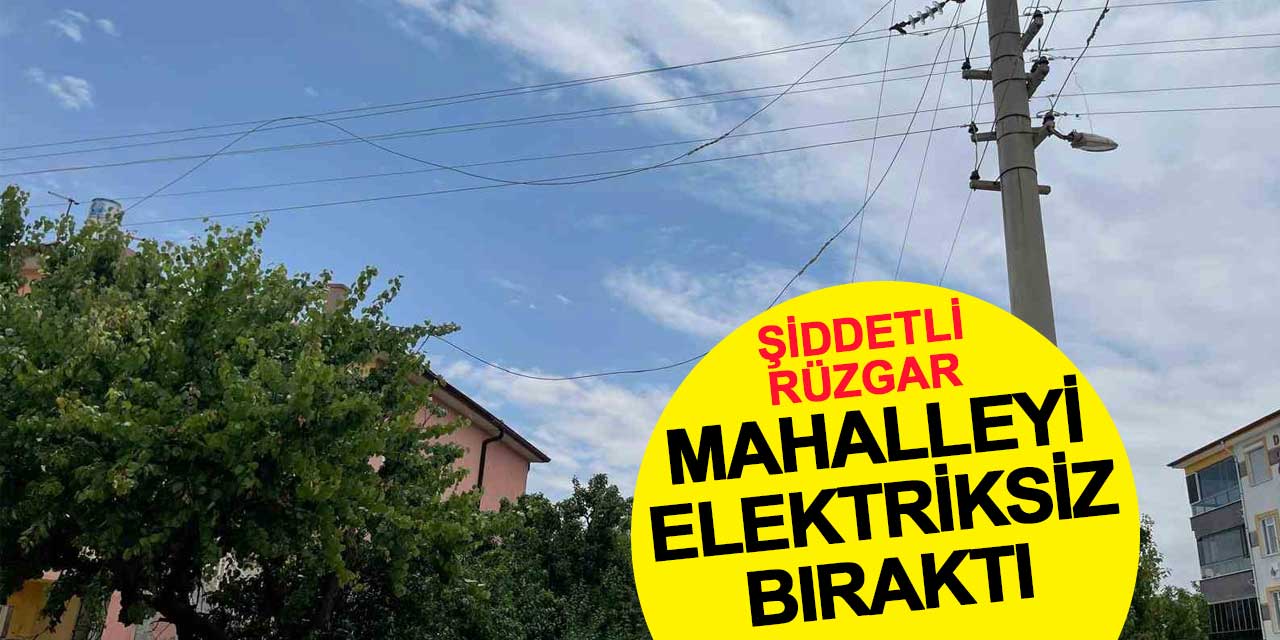 Şiddetli rüzgar mahalleyi elektriksiz bıraktı